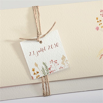 Faire-part mariage élégance champêtre pochette - Détail du faire-part