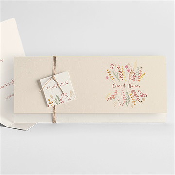 Faire-part mariage élégance champêtre pochette - Faire-part entier