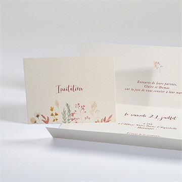 Faire-part mariage élégance champêtre pochette - Intérieur du faire-part