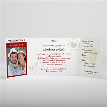 Faire-part mariage passeport de l'amour 2 volets - Intérieur du faire-part