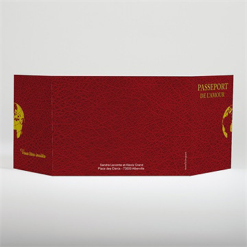 Faire-part mariage passeport de l'amour 2 volets - Dos du faire-part