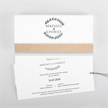 Faire-part mariage avec programme pochette duo - Vue d'ensemble