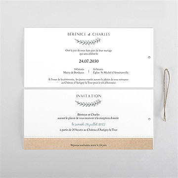 Faire-part mariage avec programme pochette duo - Cartes intérieures recto