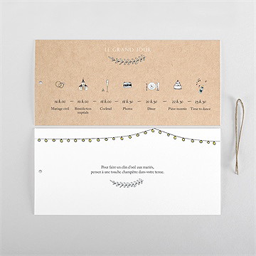 Faire-part mariage avec programme pochette duo - Cartes intérieures verso