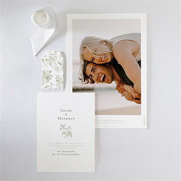 Faire-part mariage fleuri - Vue d'ensemble verso