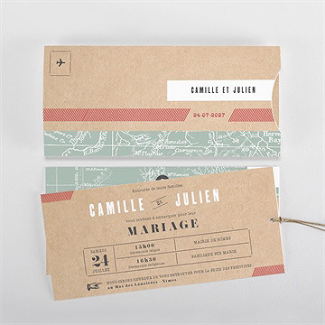 Faire-part mariage voyage voyage pochette duo - Vue d'ensemble