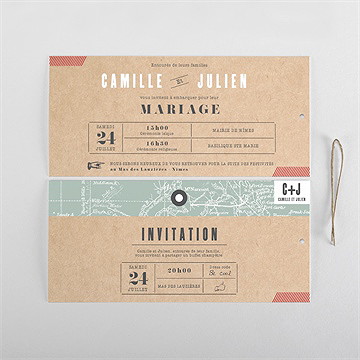 Faire-part mariage voyage voyage pochette duo - Cartes intérieures recto