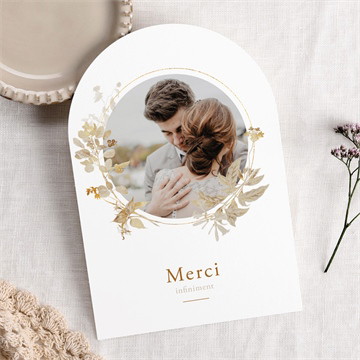 Remerciement mariage délicatesse végétale plié