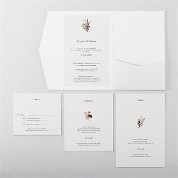 Faire-part mariage pampa - Vue d'ensemble intérieur