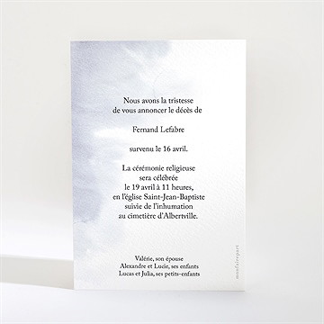 Remerciement décès immensité - Dos de la carte