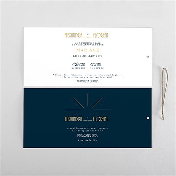 Faire-part mariage art déco pochette duo - Cartes intérieures recto