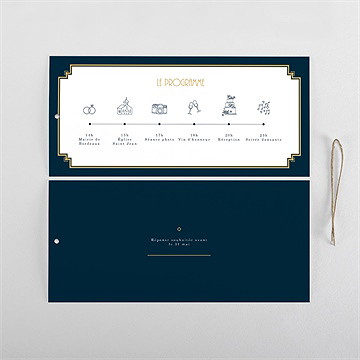 Faire-part mariage art déco pochette duo - Cartes intérieures verso