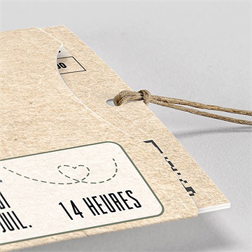 Faire-part mariage billet d'avion pochette duo - Détail du faire-part