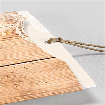 Faire-part mariage boisé pochette duo - Détail du faire-part