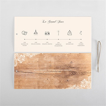 Faire-part mariage boisé pochette duo - Cartes intérieures verso