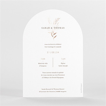 Faire-part mariage l'arche - Dos du faire-part