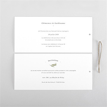 Faire-part mariage provençal - Cartes intérieures recto