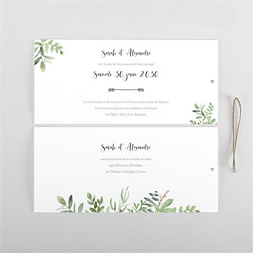 Faire-part mariage balade champetre pochette duo - Cartes intérieures recto