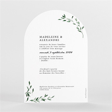 Faire-part mariage a l'ombre de l'olivier arche - Dos du faire-part