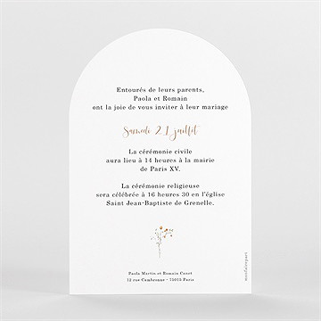 Faire-part mariage complicité arche - Dos du faire-part