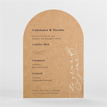 Faire-part mariage photomaton arche - Dos du faire-part