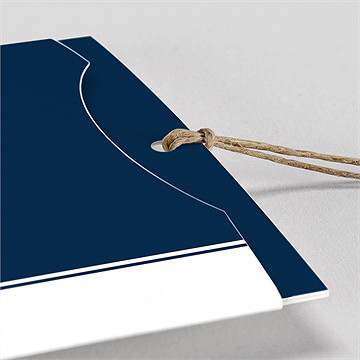 Faire-part mariage bleu romantique pochette duo - Détail du faire-part