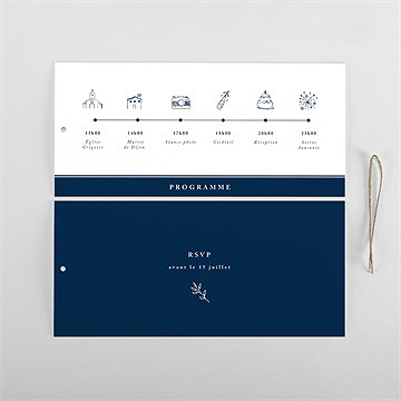 Faire-part mariage bleu romantique pochette duo - Cartes intérieures verso