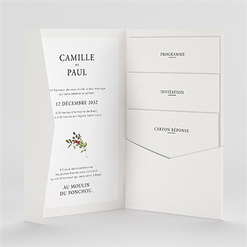 Faire-part mariage fleurs d'hiver - Intérieur du faire-part