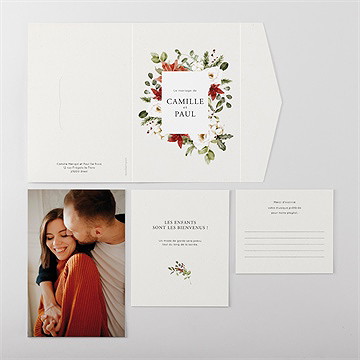 Faire-part mariage fleurs d'hiver - Vue ensemble extérieur