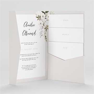 Faire-part mariage orchidées - Intérieur du faire-part