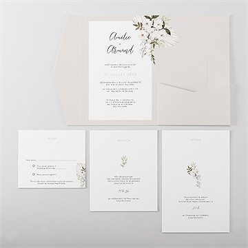 Faire-part mariage orchidées - Vue d'ensemble intérieur