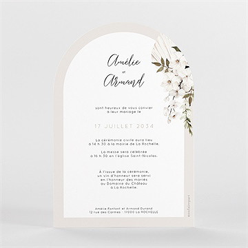 Faire-part mariage orchidées arche - Dos du faire-part