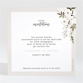 Carton d'invitation mariage orchidées
