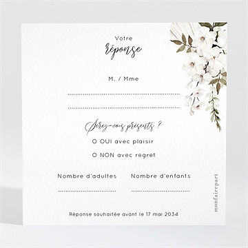 Carton réponse mariage orchidées - Dos du carton