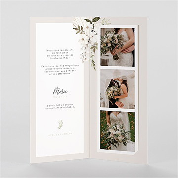 Remerciement mariage orchidées - Intérieur de la carte