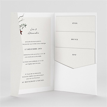 Faire-part mariage en hiver pocketfold - Intérieur du faire-part