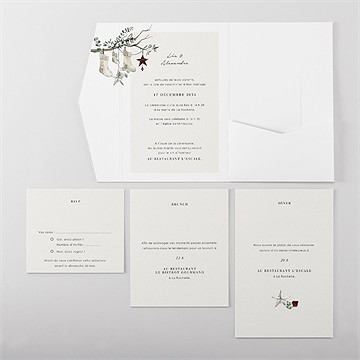 Faire-part mariage en hiver pocketfold - Vue d'ensemble intérieur