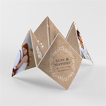 Faire-part mariage kraft en folie cocotte