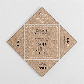Faire-part mariage kraft en folie cocotte - Intérieur de la cocotte pliée