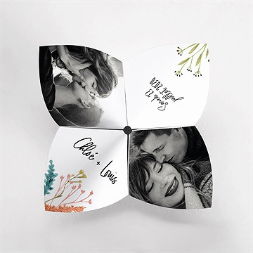 Faire-part mariage art champêtre cocotte - Vue du dessus