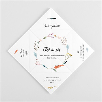 Faire-part mariage art champêtre cocotte - Intérieur de la cocotte pliée