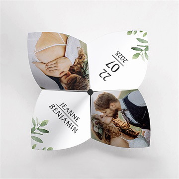 Faire-part mariage nature chic cocotte - Vue du dessus