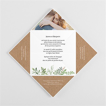Faire-part mariage nature chic cocotte - Intérieur de la cocotte pliée