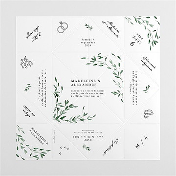 Faire-part mariage a l'ombre de l'olivier cocotte - Intérieur de la cocotte dépliée