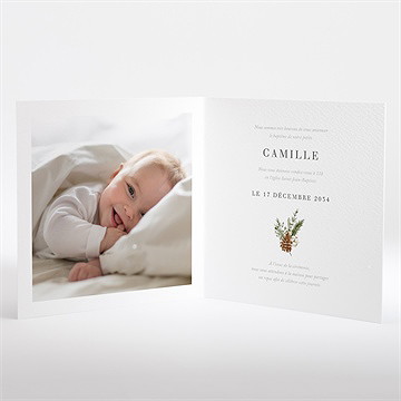 Faire-part de baptême l'hiver - Intérieur du faire-part