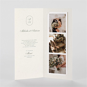 Remerciement mariage romance - Intérieur du faire-part