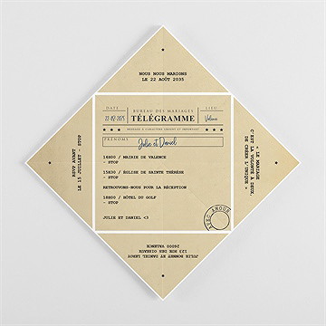 Faire-part mariage notre télégramme cocotte - Intérieur de la cocotte pliée