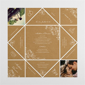 Faire-part mariage belle découverte cocotte - Intérieur de la cocotte dépliée