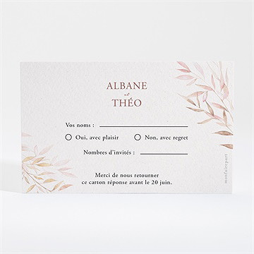 Carton réponse mariage poésie boheme - Dos du carton