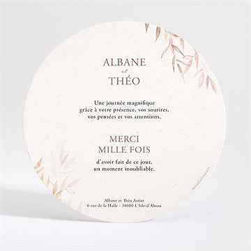 Remerciement mariage poésie boheme - Dos de la carte